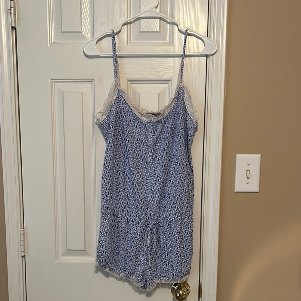 Victoria’s Secret Blue Lace Trim Sleep Romper
